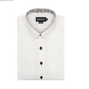 Plain White Casual Shirt With Paisley Insert